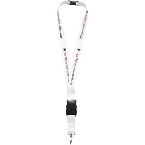 Printed Yogi lanyard with detachable buckle, White (Lanyard, armband ...