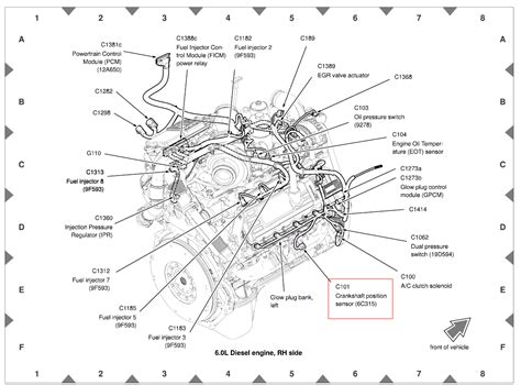 WHERE IS THE CRANKSHAFT SENSOR LOCATED ON A 2003 FORD F350 6.