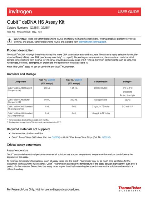 Qubit_dsDNA_HS_Assay_UG (1) | PDF | Dna | Assay