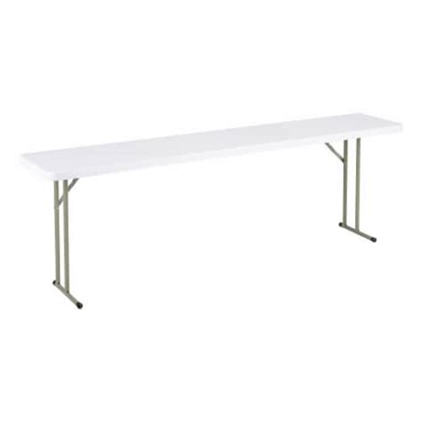 Multipurpose Indoor Outdoor Heavy Duty Blow Molded Plastic Folding Table 18 W x 96 L White, 18 ...