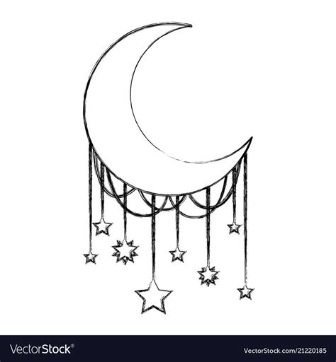 moon crescent with stars hanging vector illustration design. Download a ...