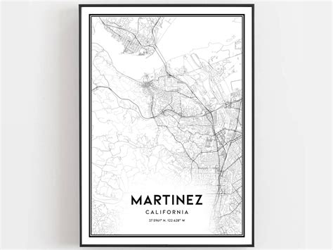 Martinez Map Print Martinez Map Poster Wall Art Ca City Map - Etsy