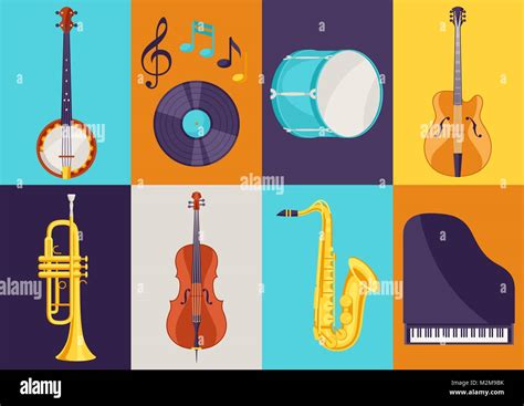 Set of musical instruments. Jazz, blues and classical music Stock ...