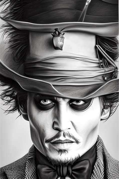 Pencil Drawing of Johnny Depp As the Mad Hatter · Creative Fabrica