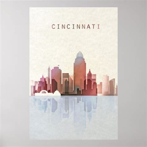 Cincinnati Skyline, Cincinnati Poster, Ohio Art Poster | Zazzle.com