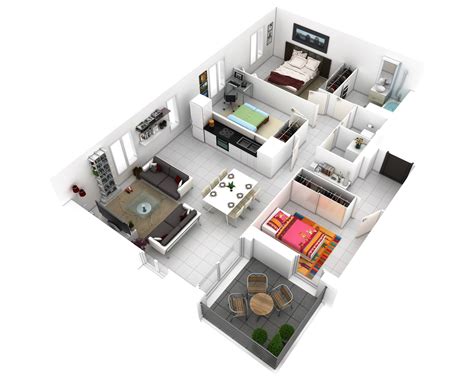 25 More 3 Bedroom 3D Floor Plans - Architecture & Design