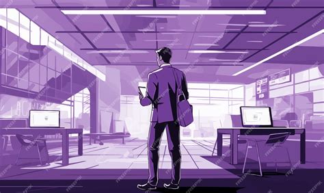 Premium Vector | Vector illustration of business man standing in modern ...
