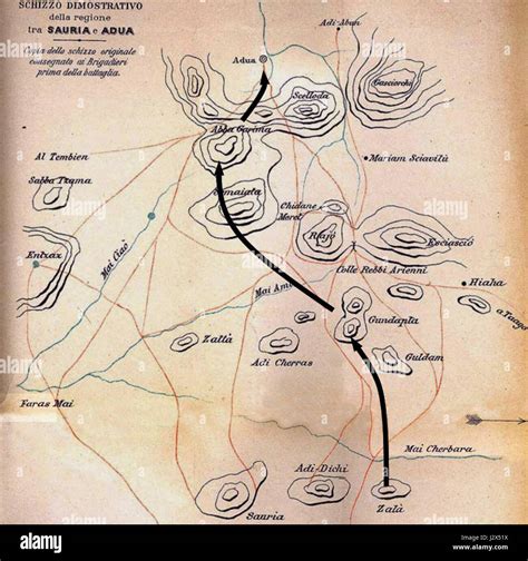 Adwa Map Menelik progression before battle of Adwa Stock Photo - Alamy