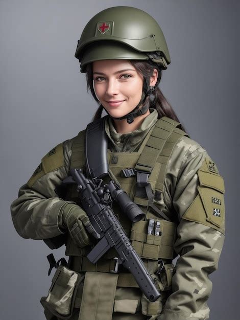 Premium AI Image | Military woman medic in army uniform and body armor ...