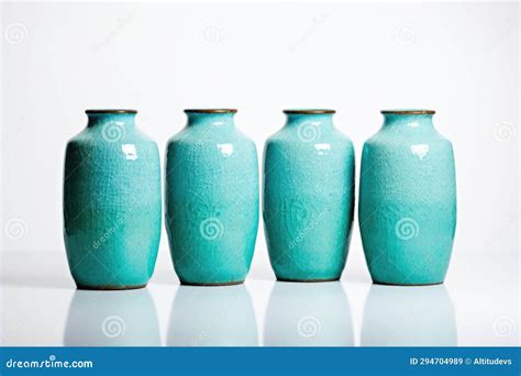 Ceramic Turquoise Vases on White Background Stock Image - Image of ...