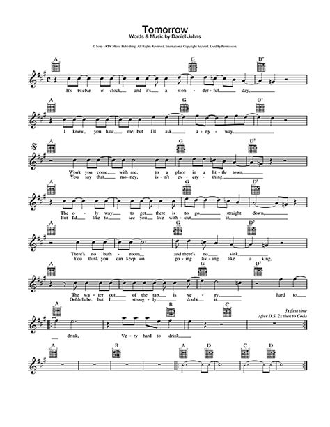 Silverchair "Tomorrow" Sheet Music Notes | Download Printable PDF Score 39079