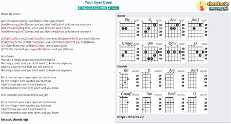 Chord: Your Eyes Open - tab, song lyric, sheet, guitar, ukulele ...