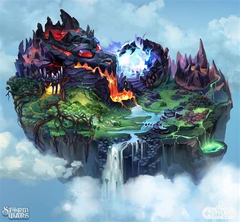 Storm Wars - Flying Dragon Island 2D Map, Dariia Anfalova on ArtStation ...