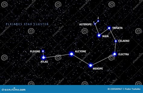 The Pleiades Open Star Cluster. Cartoon Vector | CartoonDealer.com #220500967