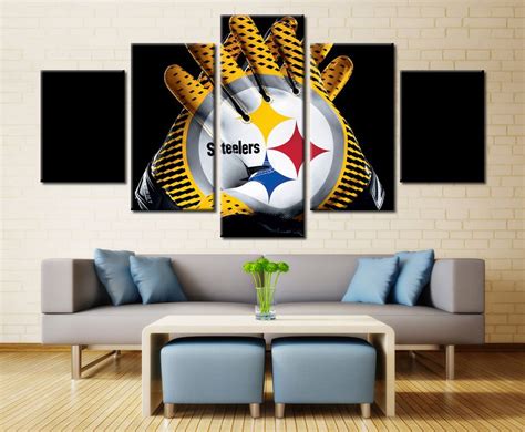 5 Panel Canvas Printed NFL Pittsburgh Steelers Painting For Living Picture Wall Art HD Print ...