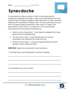 Synecdoche Worksheets - 15 Worksheets.com