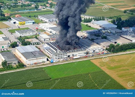 Factory Fire with Black Smoke that Causes Pollution Stock Photo - Image ...