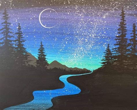 Stardust River | Acrylic painting canvas, Night sky painting, Canvas art painting