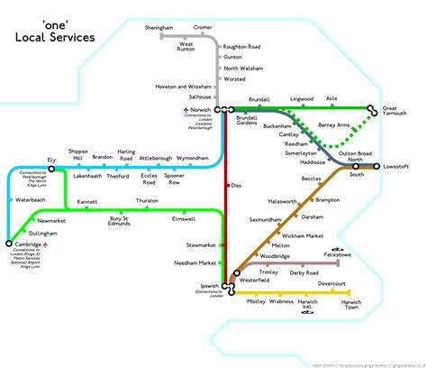 East Anglia - Abellio, NatEx, One & Gt Eastern train / rail maps