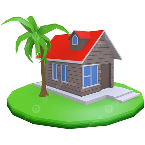 3d House Near The Beach, 3d House, Beach, 3d Coconut PNG Transparent Clipart Image and PSD File ...