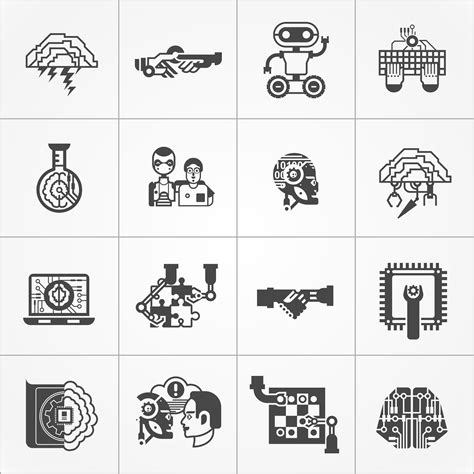 Artificial Intelligence Black White Icons Set 472352 Vector Art at Vecteezy