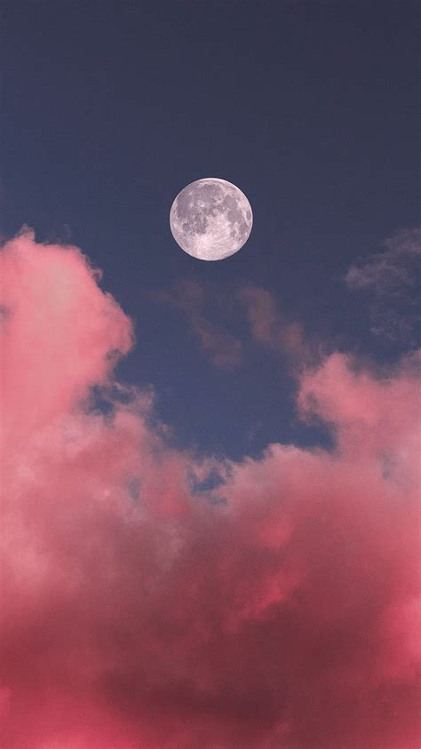 Moon, Clouds, Pink, Sky, Full Moon Iphone 8 7 6s 6 For Parallax Background, Purple Moon HD phone ...