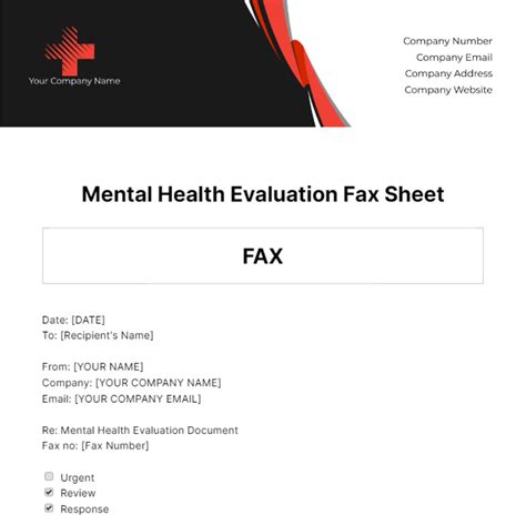 Mental Health Evaluation Fax Sheet Template - Edit Online & Download Example | Template.net