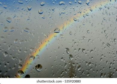 Rainbow Seen Window While Raining Raindrops Stock Photo 535920880 ...