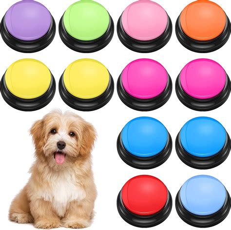 12 Packs Dog Buttons for Communication, Dog Talking Buttons Recordable Answer Buzzers, Dog Sound ...