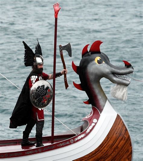 Up Helly Aa, Lerwick, Shetland. The morning march in Lerwick. Guizer Jarl, Mark Evans on the ...