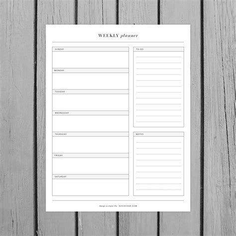 Minimalist Weekly Planner Printable