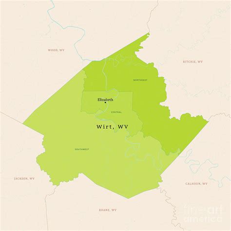 WV Wirt County Vector Map Green Digital Art by Frank Ramspott - Pixels