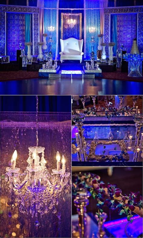 Modern blue silver Indian reception decor by Spotlight Vendor @gpsdecors | Indian wedding ...