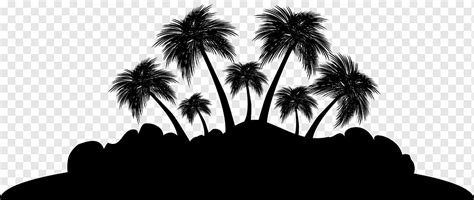 Parama Island Doini Island, floating island, monochrome, palm Tree, silhouette png | PNGWing