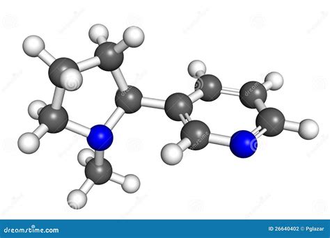 Nicotine molecule stock illustration. Illustration of nitrogen - 26640402