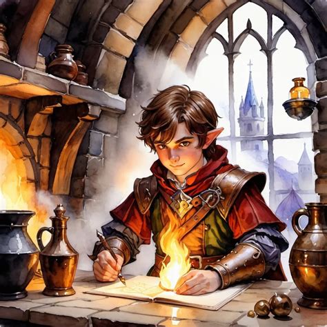 watercolor, dungeons and dragons, fantasy art, Halfl...