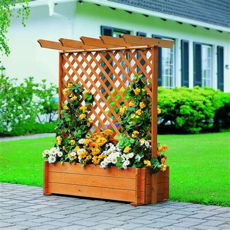 dCor design Wooden Planter Box with Trellis | Wayfair.co.uk | Planter ...