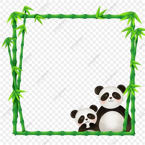 Panda Bamboo PNG Image, Bamboo Panda Decorative Frame, Green Bamboo Panda Frame, Cute, Cartoon ...