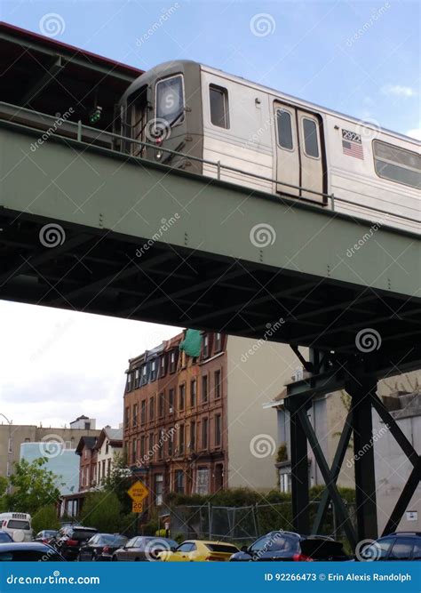 Elevated Subway Train, S Line, Shuttle, Brooklyn, NY, USA Editorial Stock Photo - Image of ...