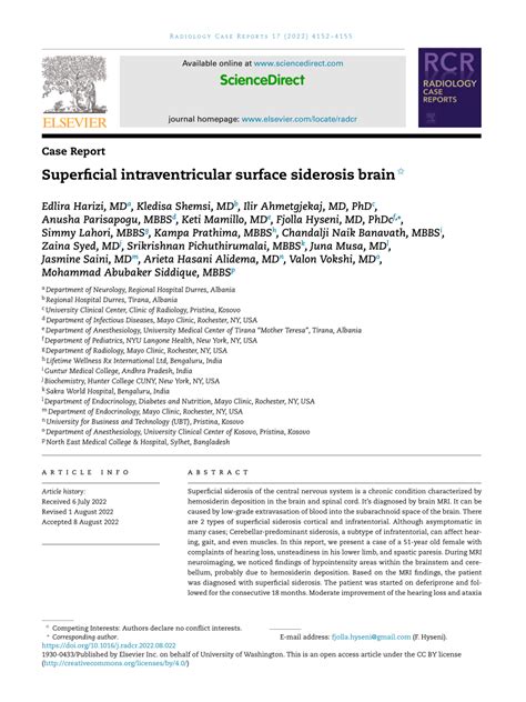 (PDF) Superficial intraventricular surface siderosis brain