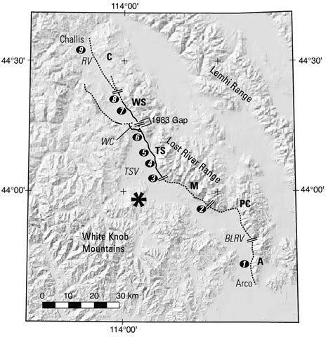 Map of Lost River fault and location of the Borah Peak earthquake (M... | Download Scientific ...