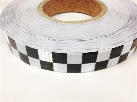 25 mm High Intensity Reflective Chequer Checkered Tape Vinyl Roll 1M 2M 3M 4M 5M 10M Business ...