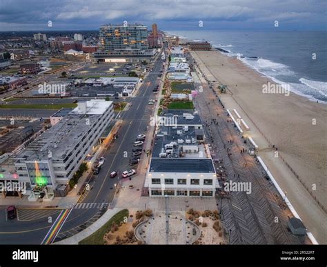 Asbury Park Boardwalk Aerial - Aerial view to the historic Asbury Park ...