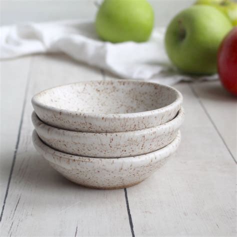 Andover Pottery — Small Ceramic Bowls, Set of Three Speckled White ...