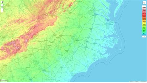 North Carolina topographic map, elevation and landscape