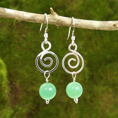 Green Aventurine Spiral Healing Earrings in 2020 | Healing earrings, Healing stones jewelry ...