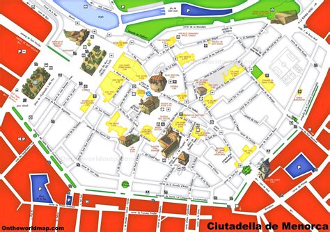 Ciutadella de Menorca Tourist Attractions Map - Ontheworldmap.com