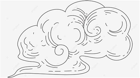 Auspicious Clouds Vector Art PNG, White Cloud Black Line Auspicious Cloud, Cloud, Line, Sky PNG ...