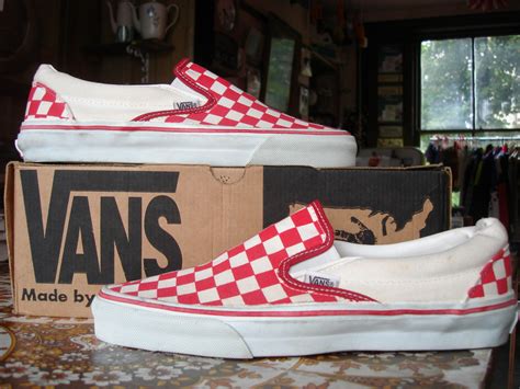 theothersideofthepillow: vintage VANS red white checkerboard SLIP-ON ...