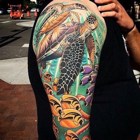 Belleza🐢 | Turtle tattoo designs, Colorful sleeve tattoos, Ocean sleeve ...